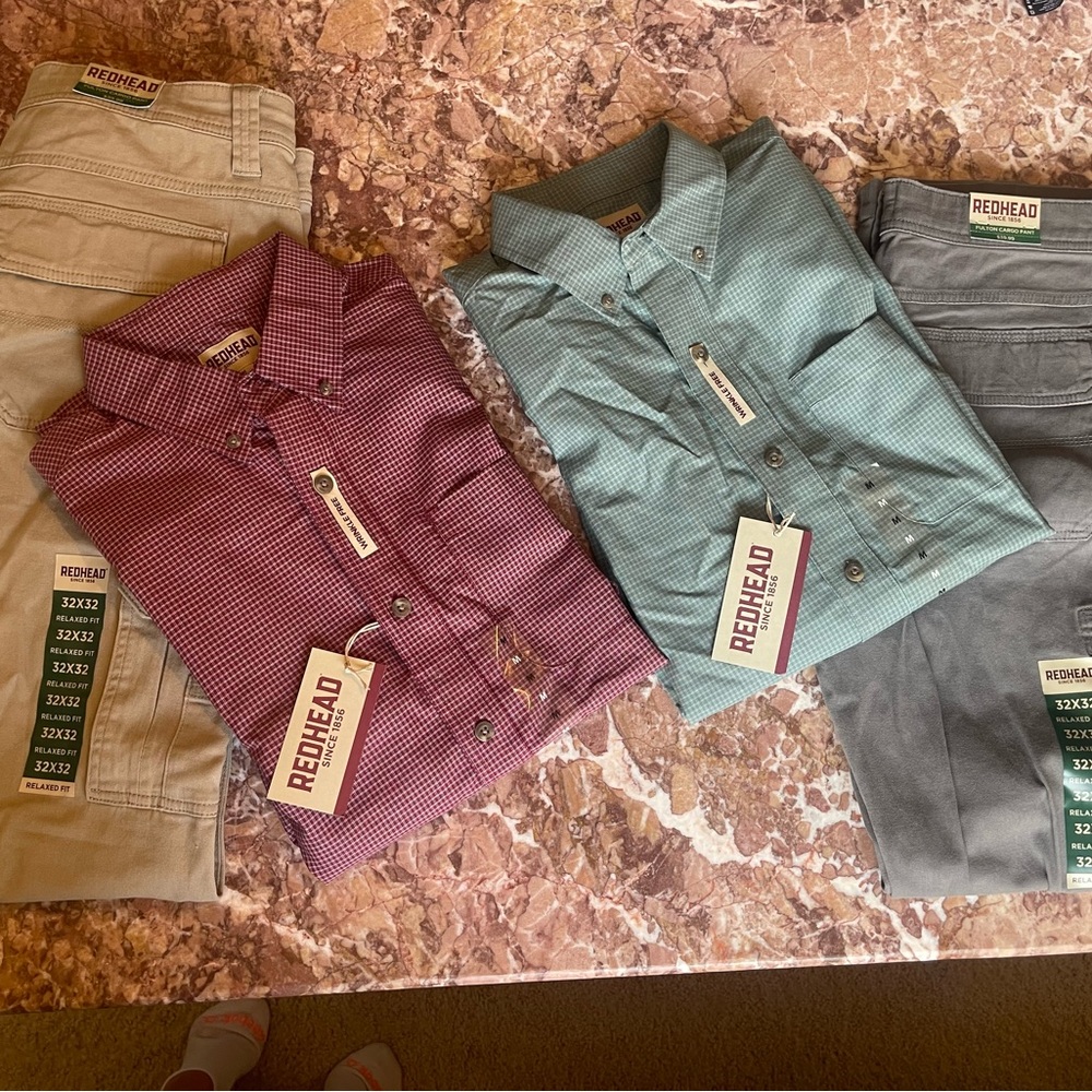RedHead Men's Chinos in Tan and Gray with Patterned Shirts